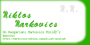 miklos markovics business card